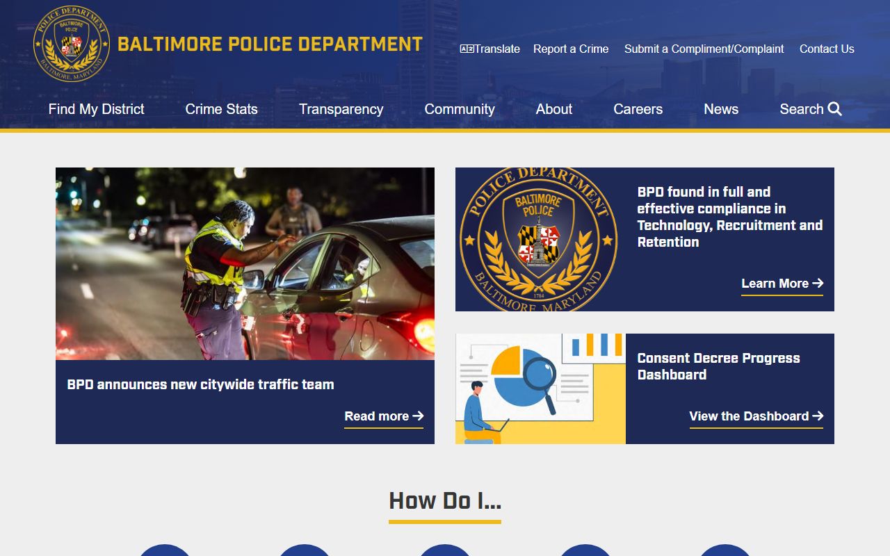 Baltimore Police Department website for Baltimore jail roster searches