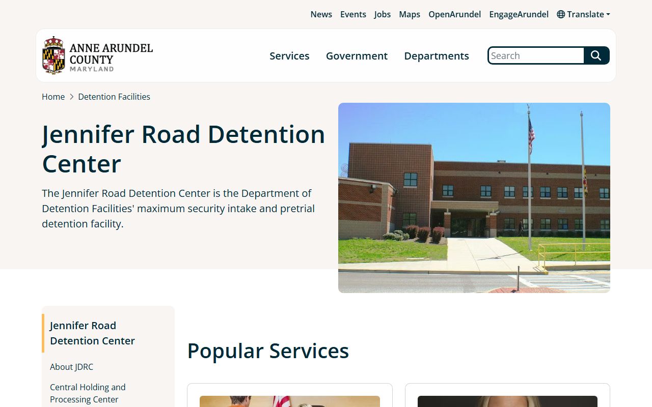 Jennifer Road Detention Center Anne Arundel County jail roster facility