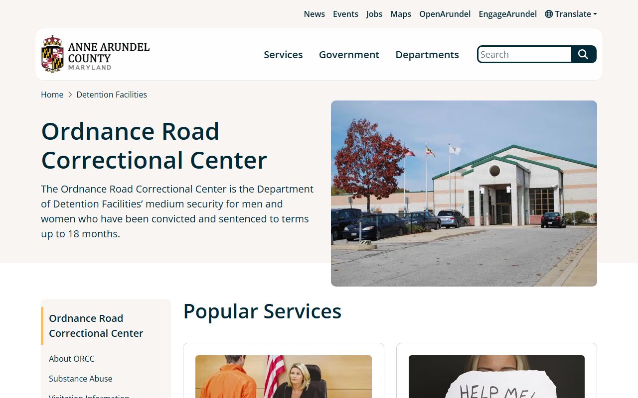 Ordnance Road Correctional Center Anne Arundel County jail roster facility