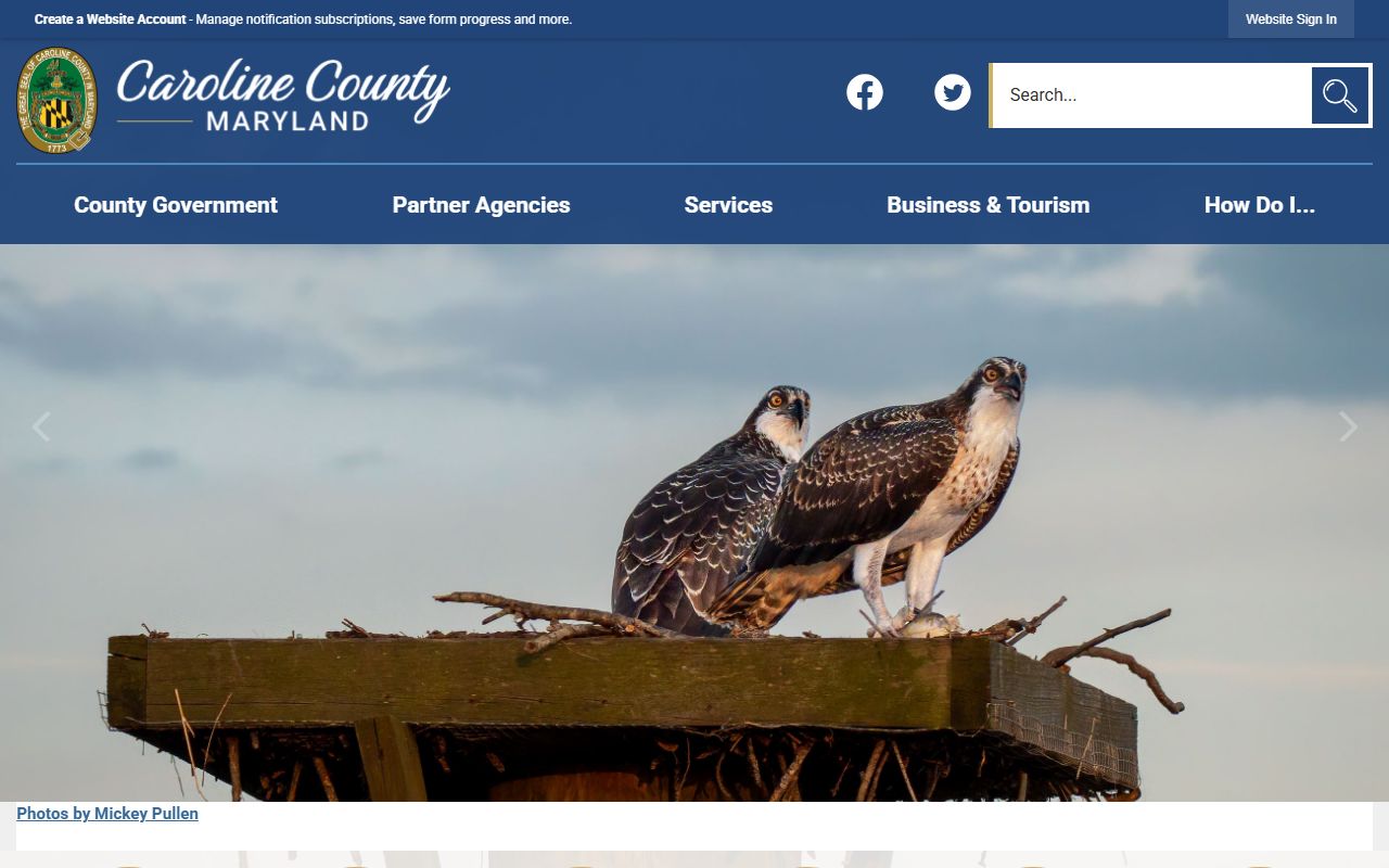 Caroline County government homepage with links to jail roster contacts