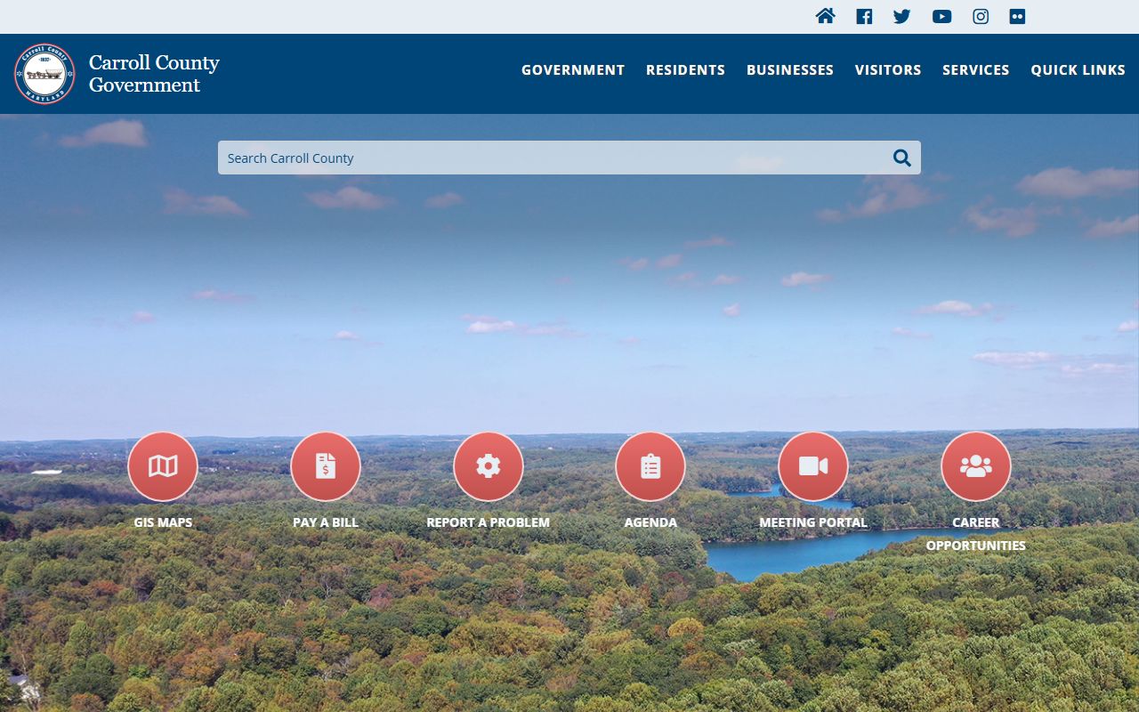 Carroll County government website with links to jail roster resources