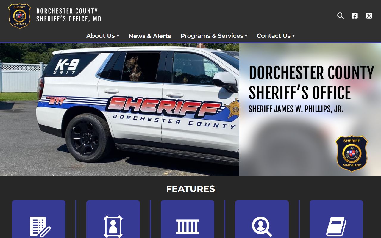 Dorchester County Sheriff's Office main page for jail roster and public safety