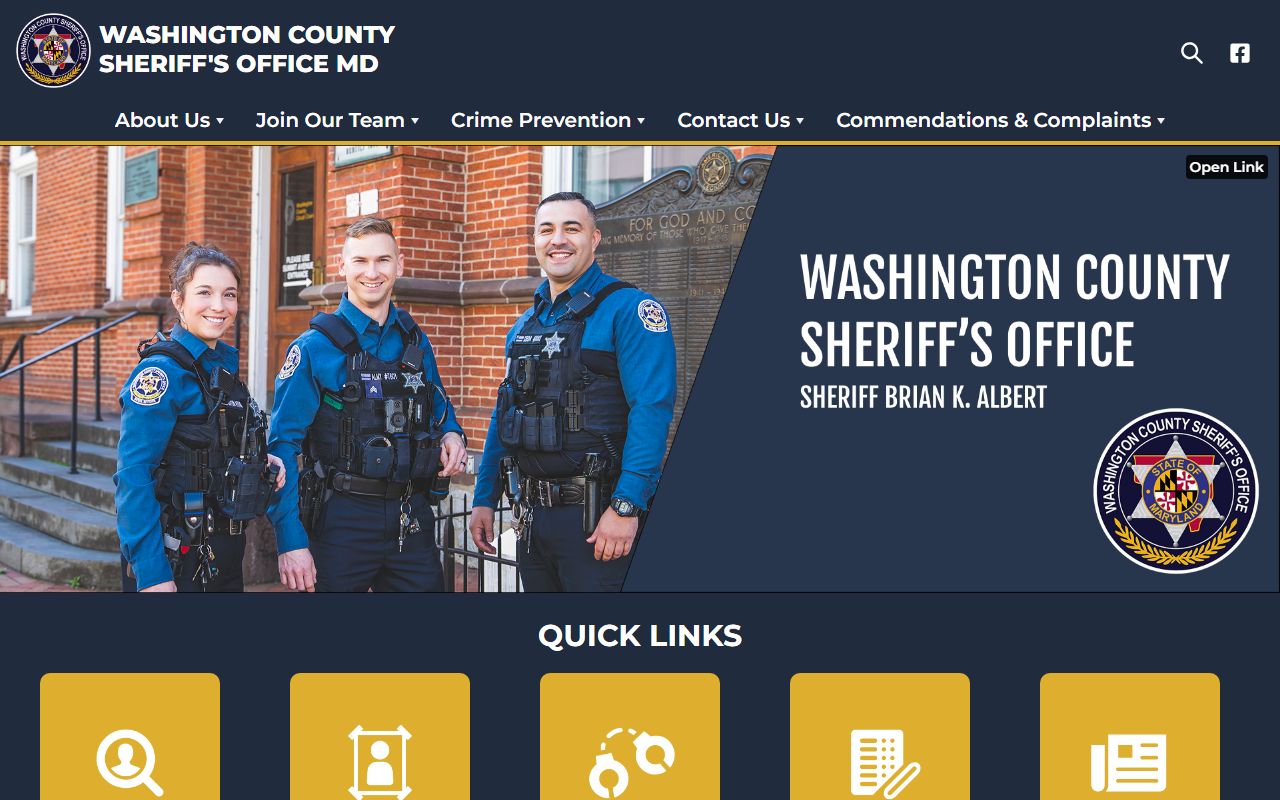 Washington County Sheriff's Office website for jail roster access
